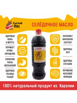 Рыбий жир для животных сельдевый 1 литр Сытый Пёс