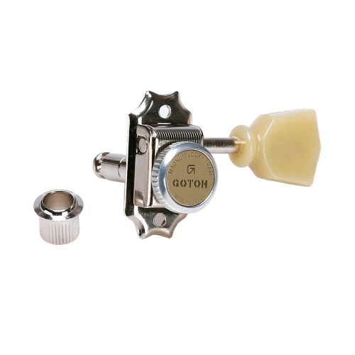 Gotoh SD90-MG-T-SL-N колки локовые, ручной зажим, Vintage style, 3+3, никель, "тюльпан" (пластик)