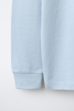 ZARA ОДНОТОННОЕ ПОЛО, ПАСТЕЛЬНО-СИНИЙ