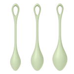 Набор из 3 салатовых вагинальных шариков 2см, 2,5см и 3см Satisfyer Yoni Power 2