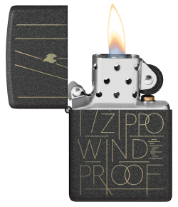 Зажигалка ZIPPO Line Art с покрытием Black Crackle, латунь/сталь, чёрная, матовая, 38x13x57 мм, шт