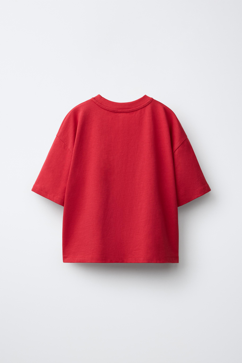 ZARA ФУТБОЛКА С НАШИВКОЙ В КЛЕТКУ ВИШИ, БЕЛЫЙ/КРАСНЫЙ