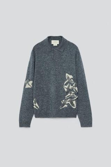 ZARA X BAISI GUADAGNINO СВИТЕР С ВОРОТНИКОМ ПОЛО, СЕРЫЙ