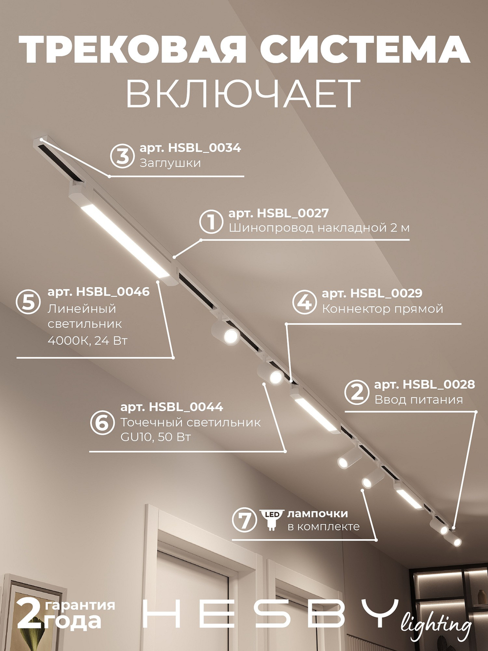 Комплект трековый Hesby Lighting Skylite No5 HSBL_kompl_S005_NI4W4K