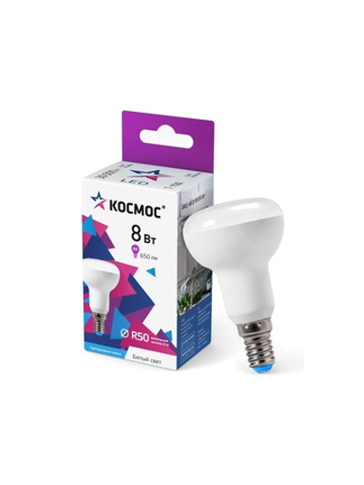 Лампа светодиодная R50 8Вт 6500К E14 220В КОСМОС Lksm_LED8wR50E1465