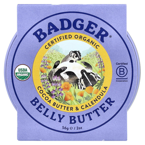 Badger, Органическое масло для живота, масло какао и календула, 56 г (2 унции)