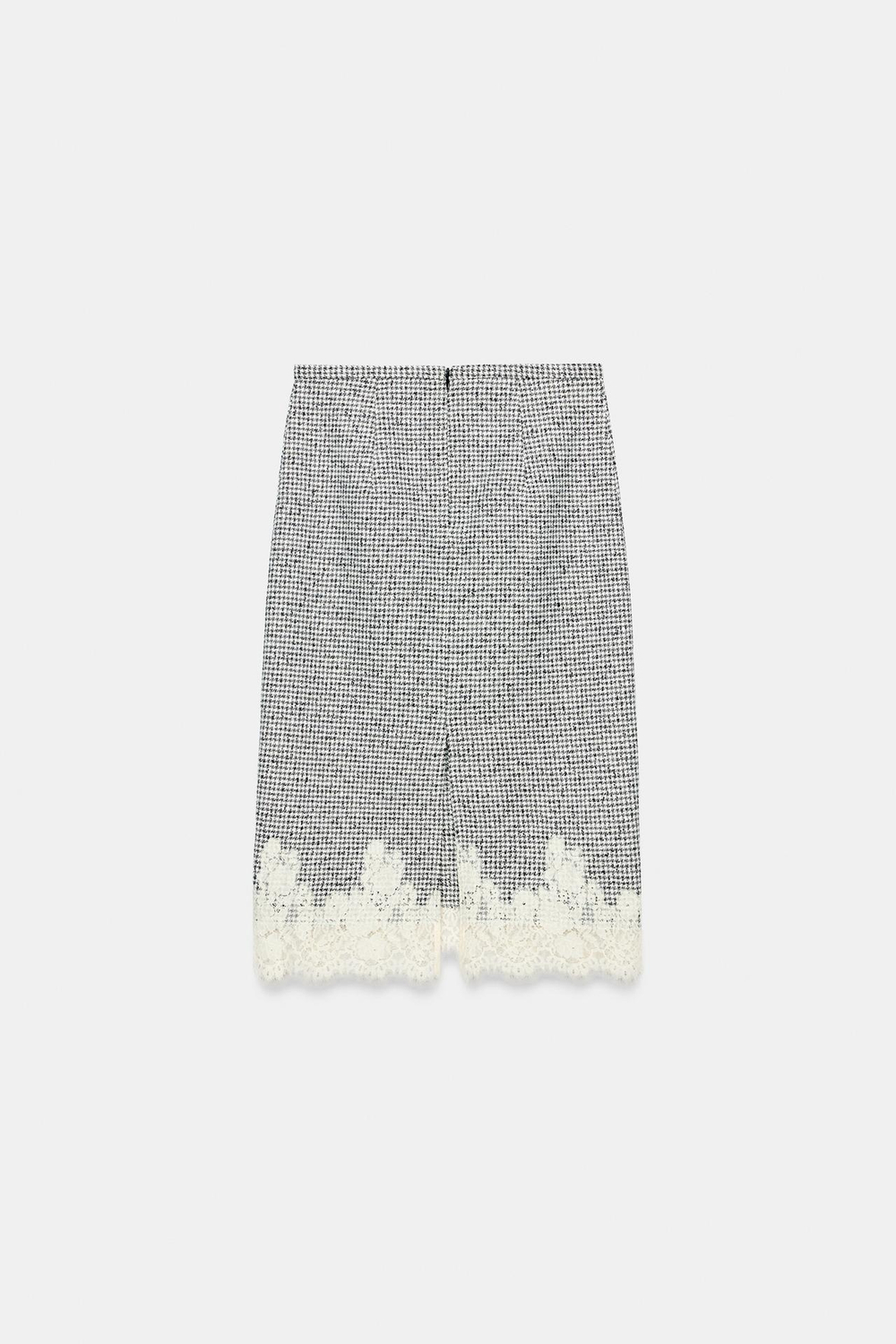 ZARA ЮБКА МИДИ В СОЧЕТАНИИ С КРУЖЕВОМ, БЕЛЫЙ/ЧЕРНЫЙ