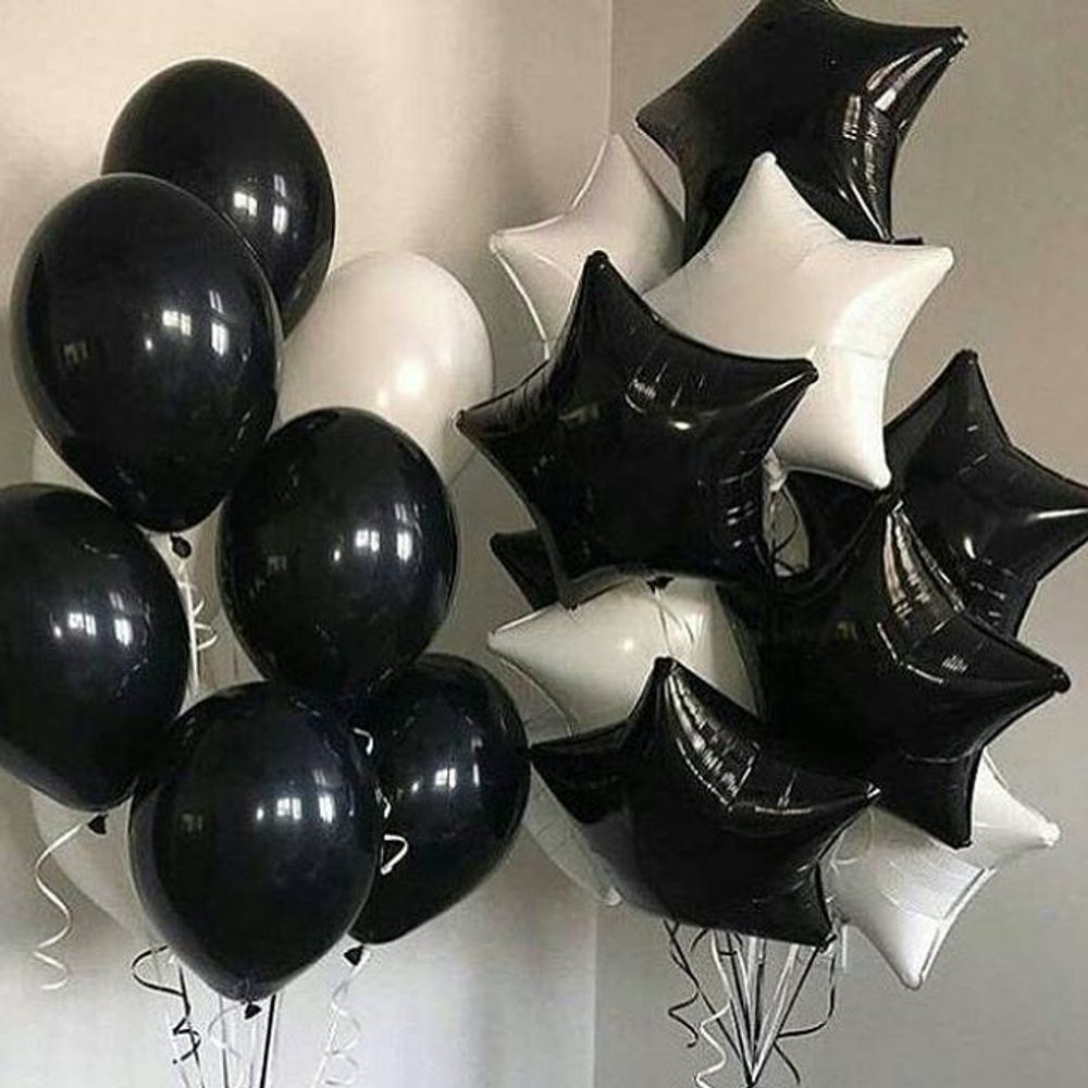 Шар (18" /46 см) Звезда, Черный 1 шт.