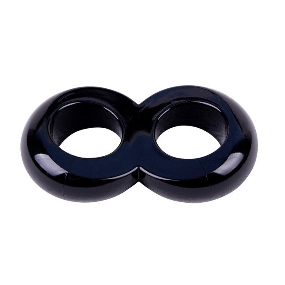 Эрекционное кольцо на пенис и мошонку Duo Cock 8 Ball Ring (Цвет: черный)
