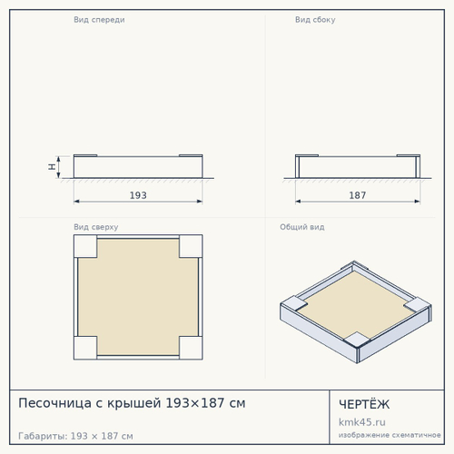 Песочница с крышей 193×187 см — от 100 000 ₽