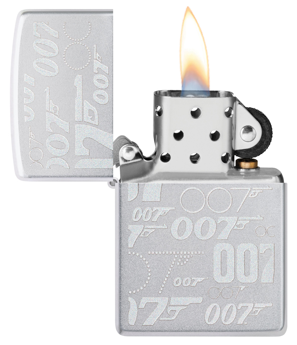 Зажигалка Zippo James Bond™ с покрытием Satin Chrome, латунь/сталь, серебристая, 38x13x57 мм