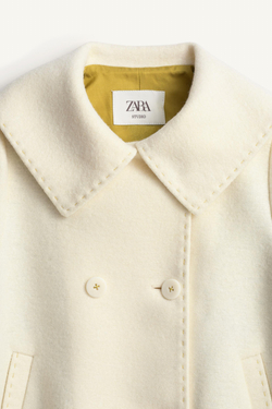 ZARA КОРОТКОЕ ПАЛЬТО - LIMITED EDITION, БЕЛЫЙ