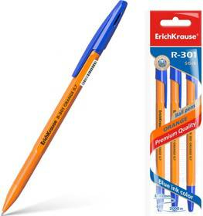Ручка шарик синяя EK 43194 R-301 Orange 0,7мм Stick