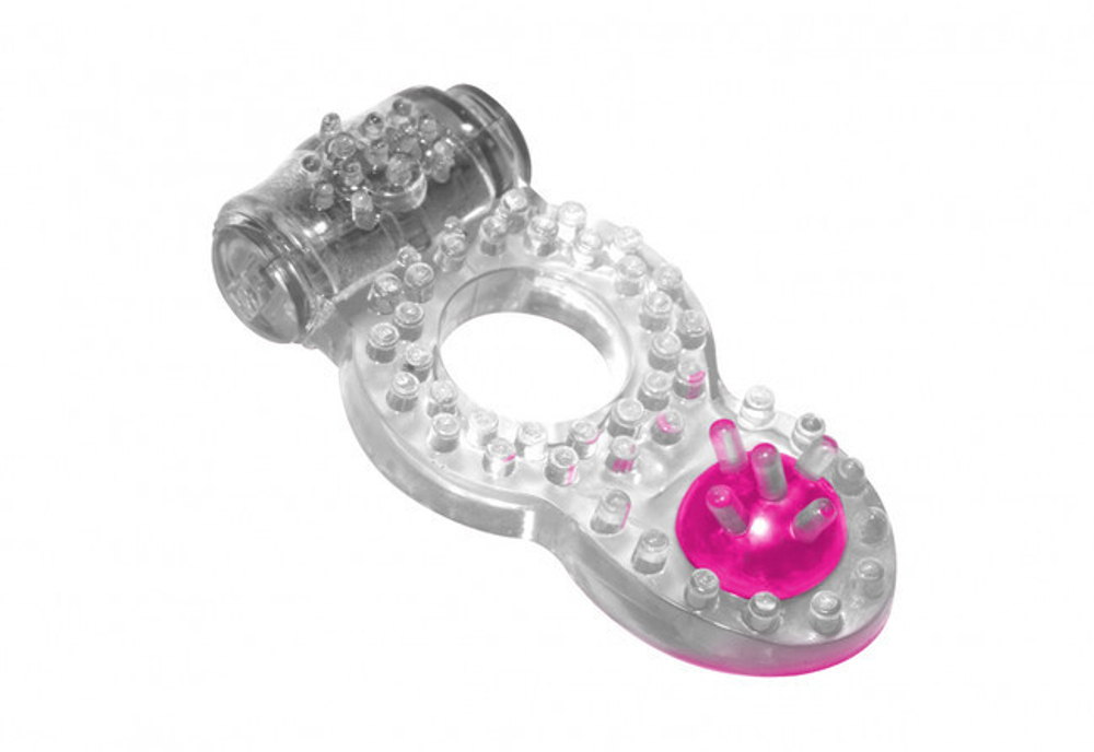 Эрекционное кольцо с вибрацией Onjoy Rings Ringer (Цвет: прозрачный с розовым)