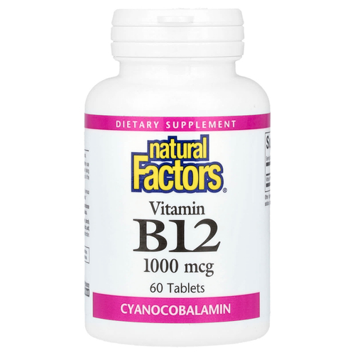 Natural Factors, витамин B12, 1000 мкг, 60 таблеток