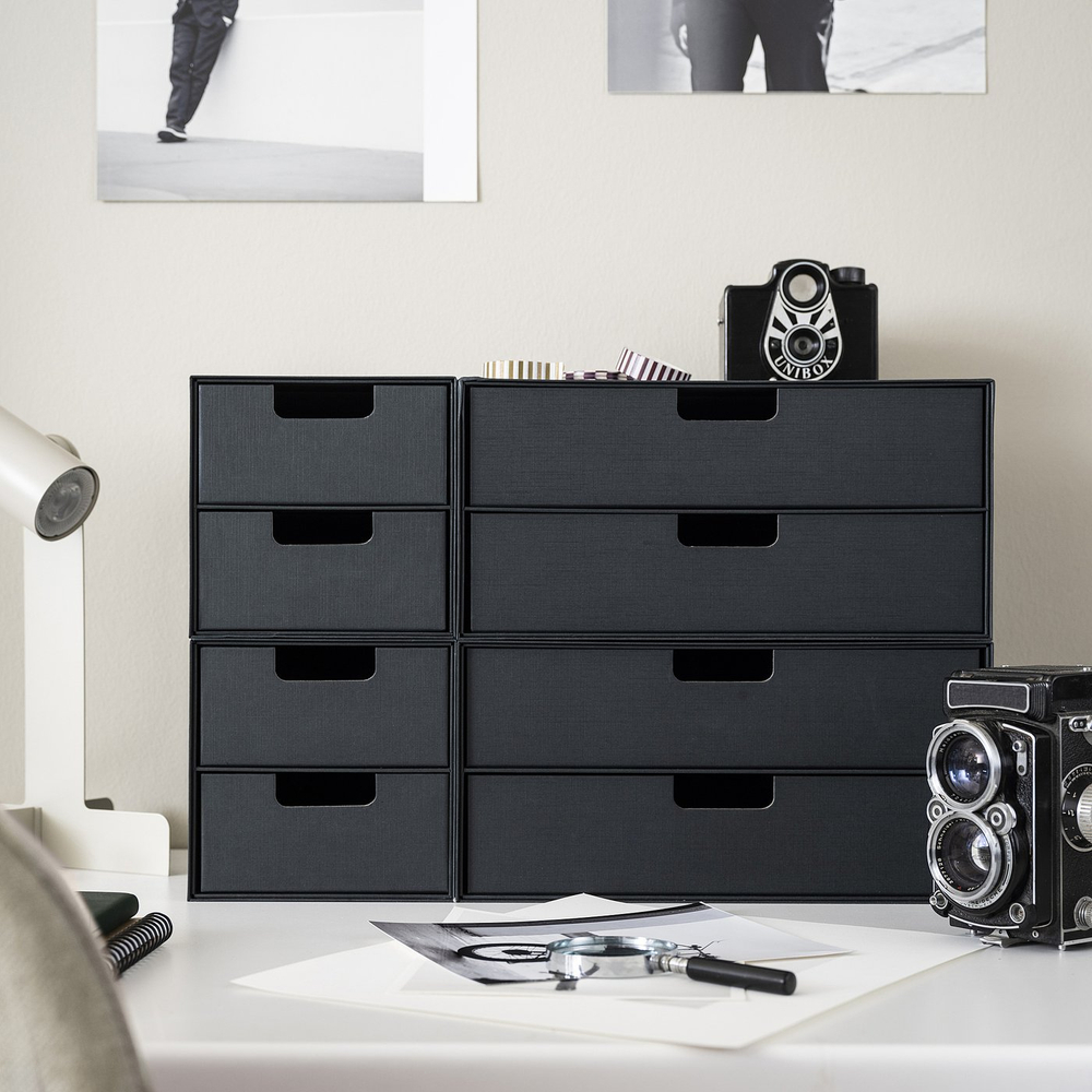 IKEA FJÄDERHARV  (ИКЕА ФЙЭДЕРХАРВ)  -  Мини-комод с 2 ящиками - антрацит 32х25 см