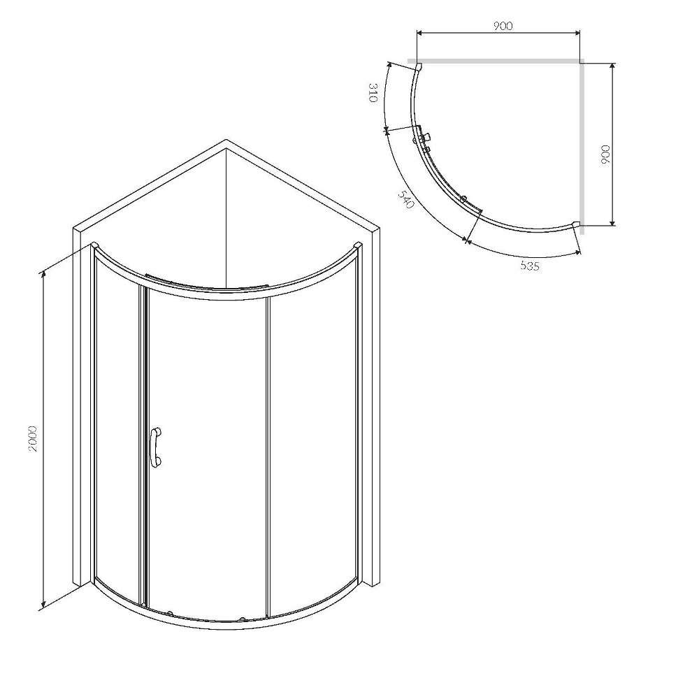 Душевое ограждения 90x90 см, без поддона AM.PM Like W83UG-315-090MT
