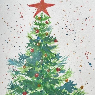 Новогодняя ёлка со звездой и игрушками