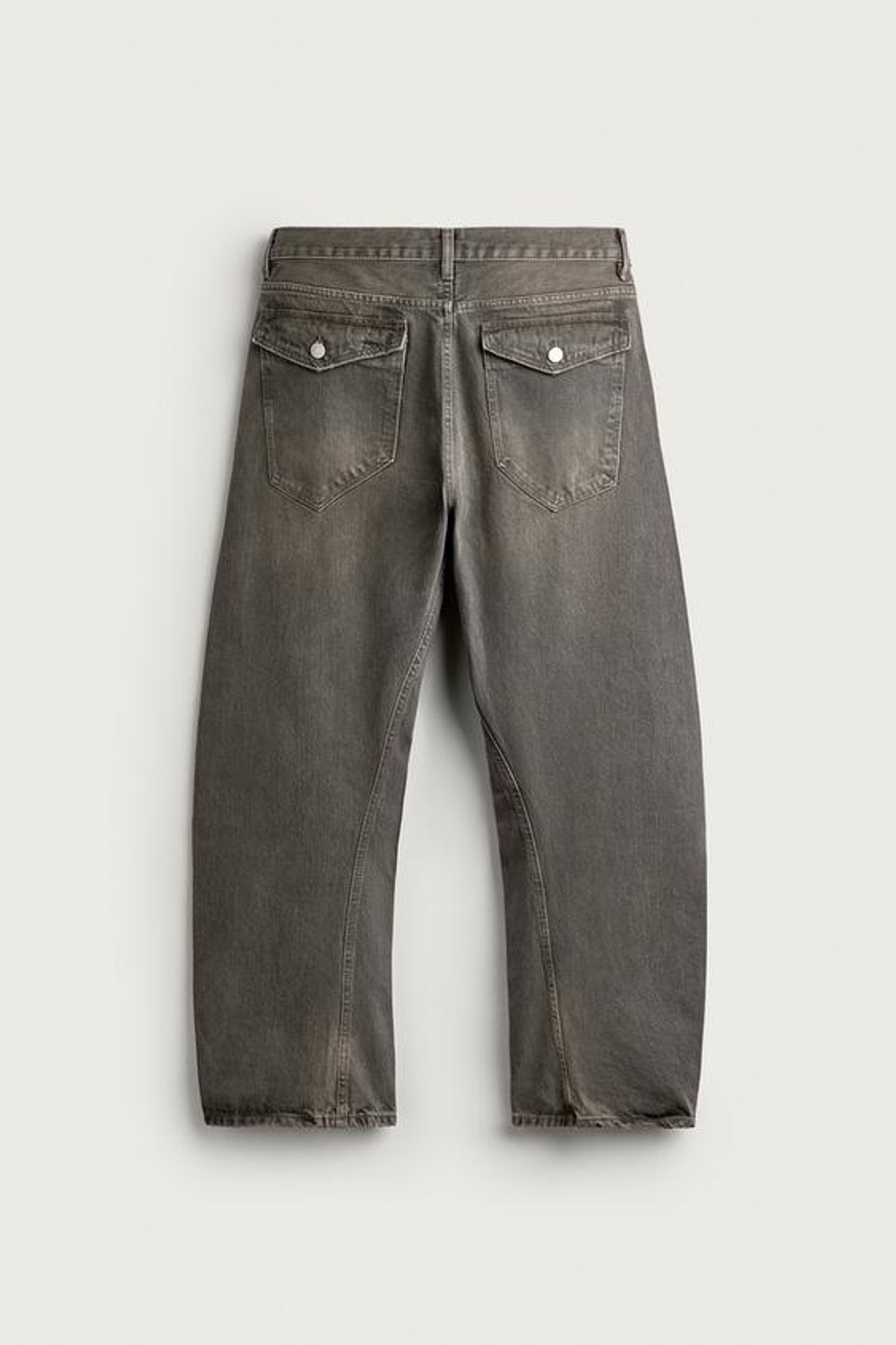 ZARA ДЖИНСЫ LOOSE FIT С ПОВОРОТНЫМИ ШВАМИ, СЕРЫЙ/БЕЖЕВЫЙ