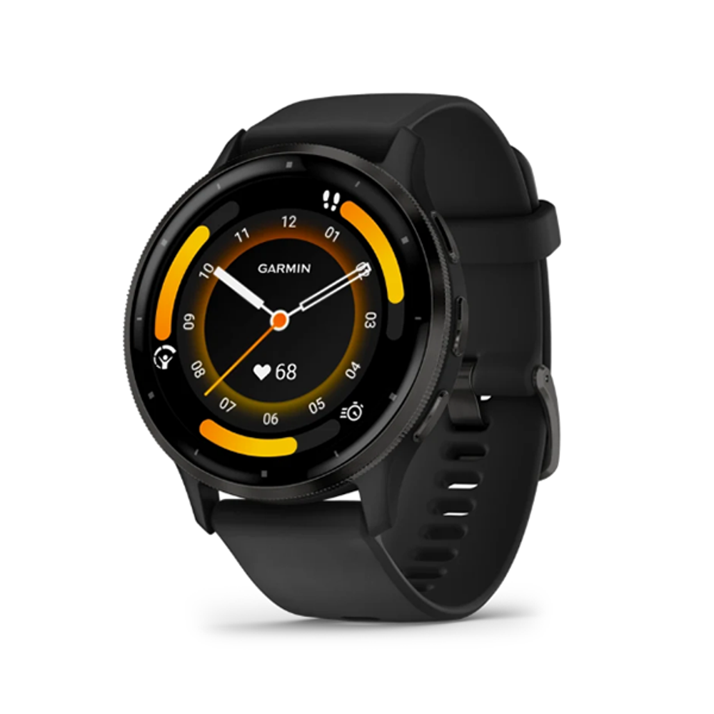 Умные часы Garmin Venu 3 45 мм Безель из сланцевой нержавеющей стали с черным корпусом и силиконовым ремешком