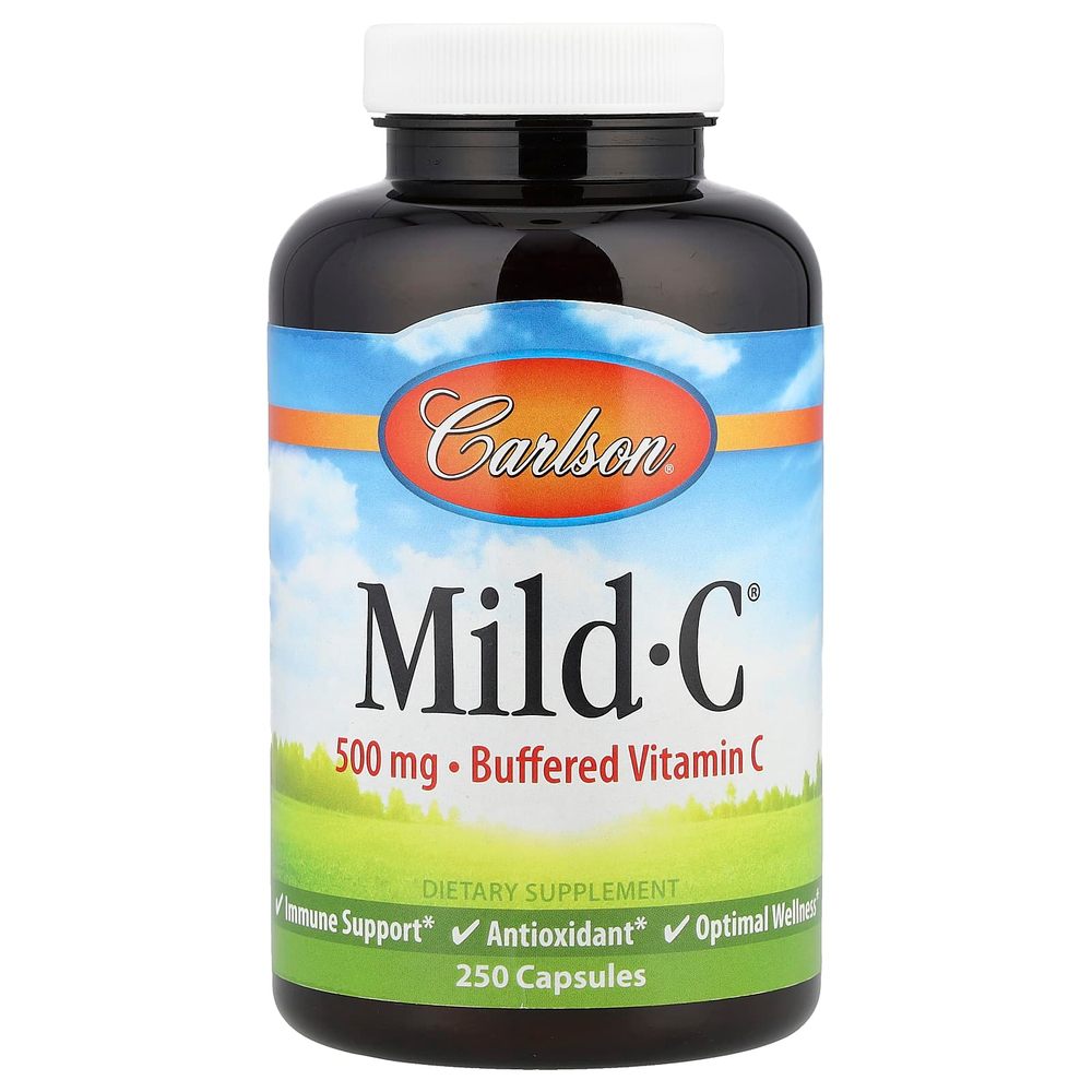 Carlson, Mild-C, витамин C деликатного действия, 500 мг, 250 капсул