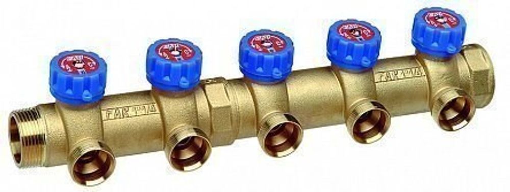 Регулирующий коллектор 1 1/4" (НР - ВР) c 4-мя отводами М33х1,5 (межосев. 70 мм)