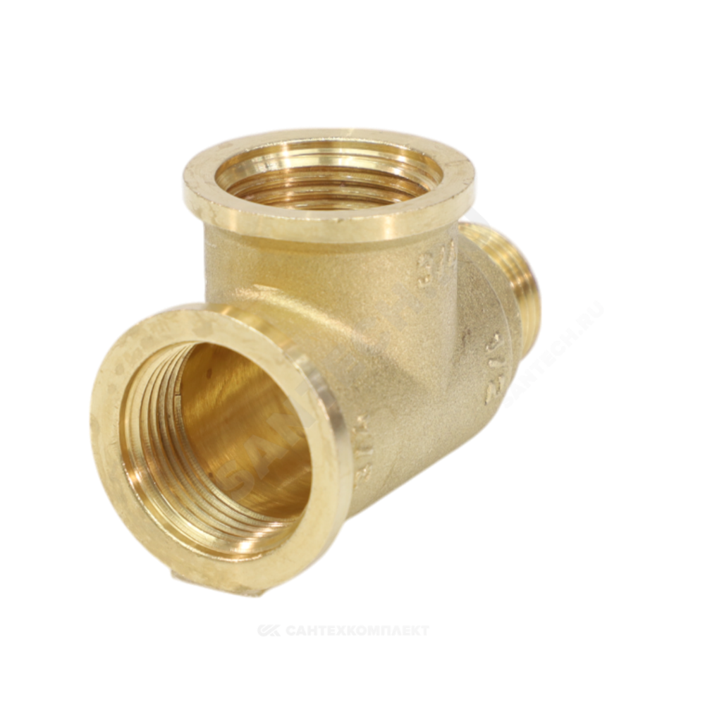 Тройник латунь переходной Ду 20х20х15 (3/4"х3/4"х1/2") ВР/ВР/НР VALFEX VF.134.L.034.034.012