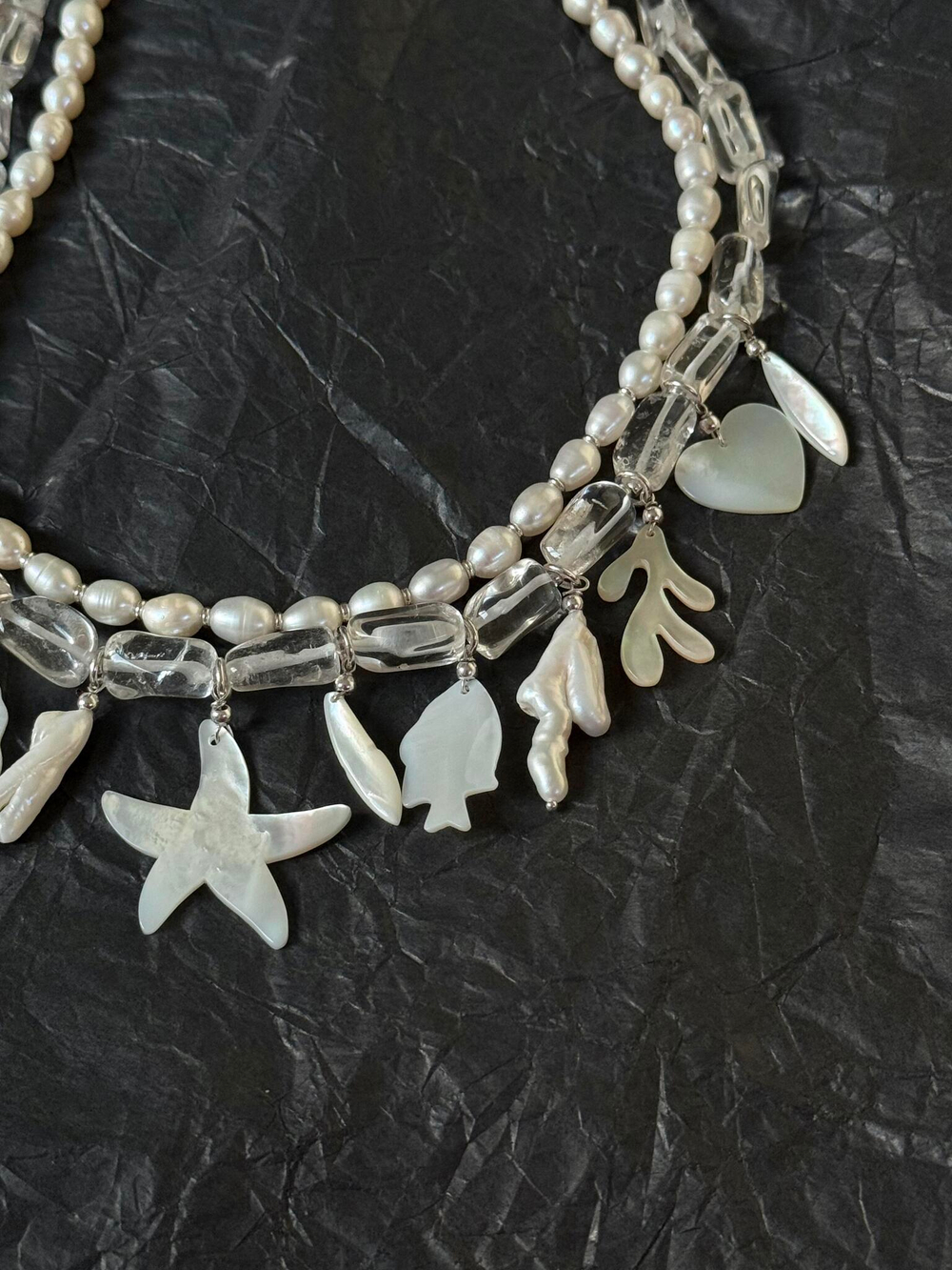 Колье Nature Bijoux, Les Cyclades, с горным хрусталем, жемчугом и перламутром, NB25.2-15-43554 (белы