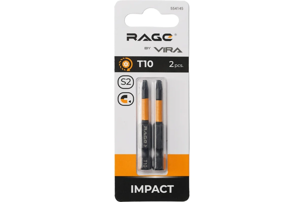 Набор бит ударные IMPACT Torx T10 S2, 50 мм, 2 шт rage by VIRA 554145