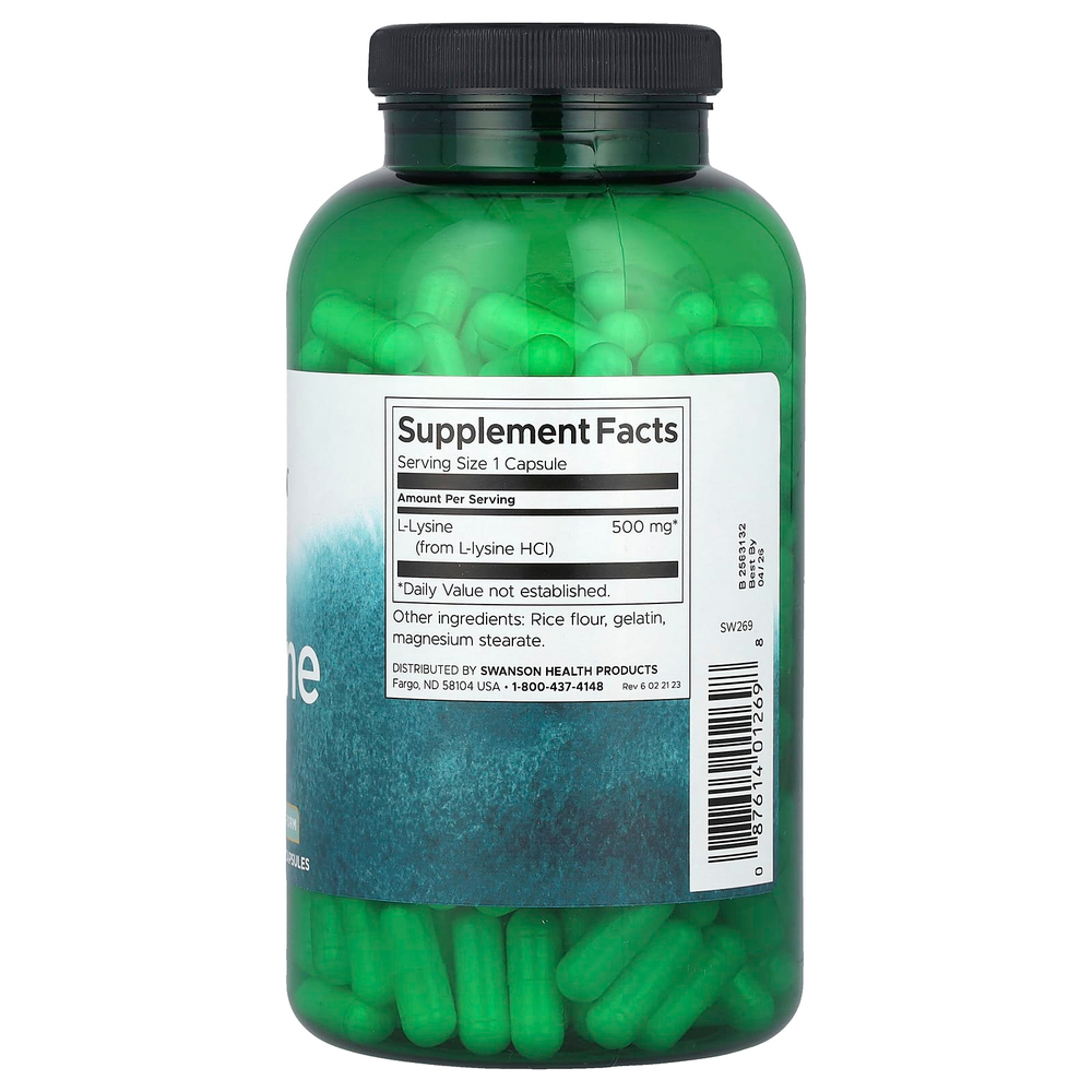 Swanson Vitamins, L-лизин, 500 мг, 300 капсул