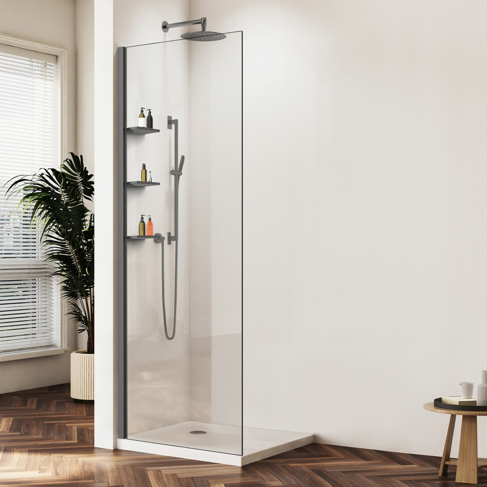 Душевая перегородка Vincea Волк-Ин (Walk-In) VSW-1HWS800CLGM, 800*2000, вороненая сталь, стекло прозрачное