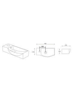 Раковина подвесная (глянцевая белая)  WeltWasser WW AISBACH 7940 GL-WT L 400х220х120