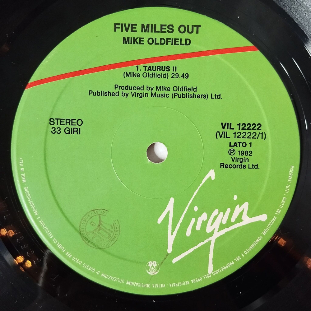 Винтажная виниловая пластинка LP Mike Oldfield Five Miles Out (Italy 1982)