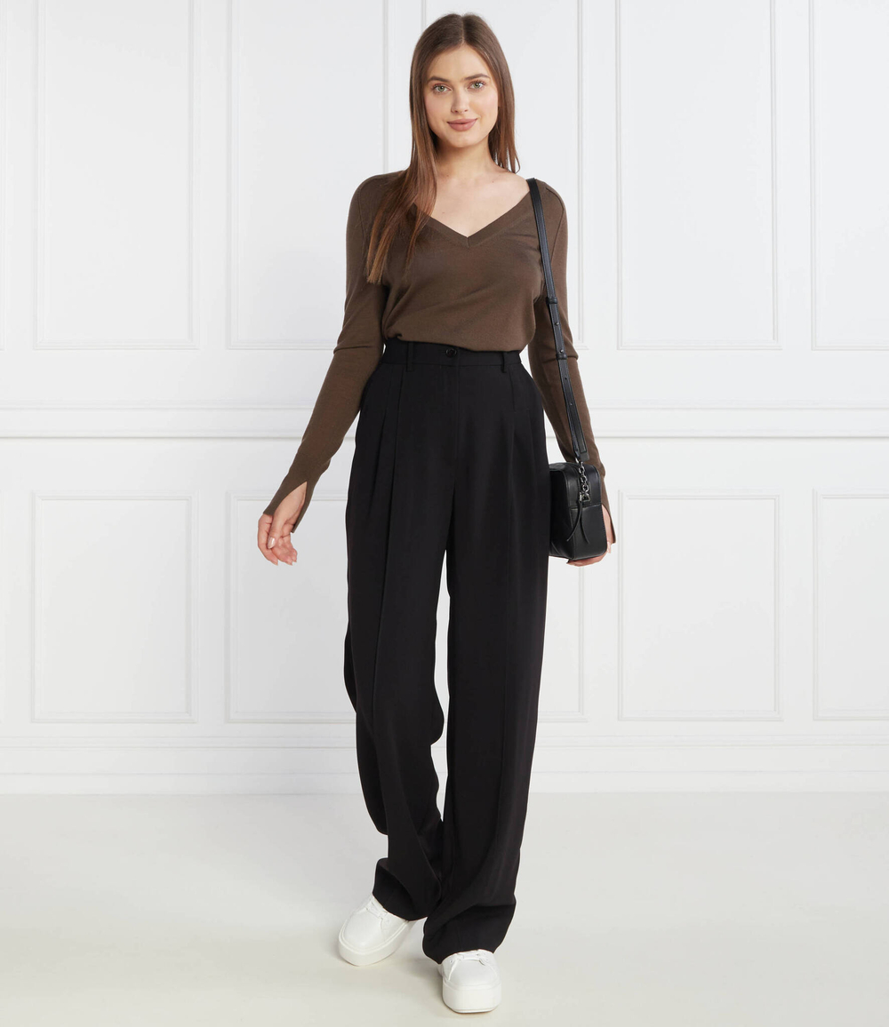 Хлопковый свитер extra fine v-nk Calvin Klein - коричневый(K20K205988)