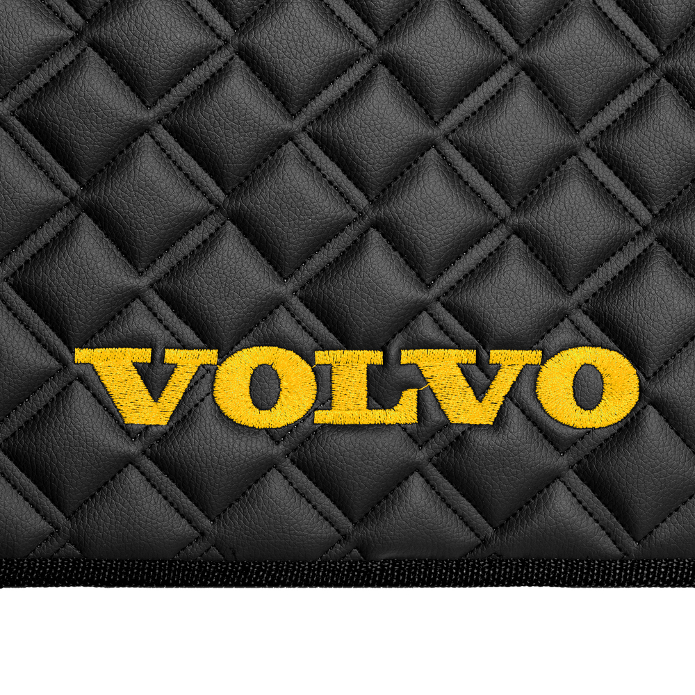 Ковры VOLVO FH-12 2009-2013г (механика) (экокожа, черный, черный кант, желтая вышивка)