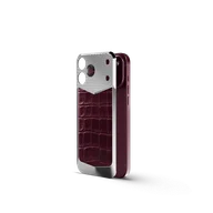 Чехол для iPhone 18 на магните - Натуральная кожа аллигатора - Burgundy
