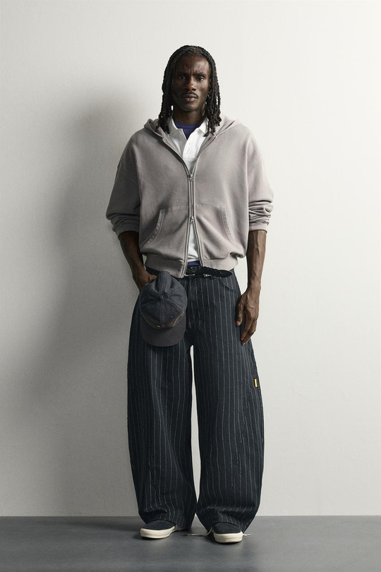 ZARA БРЮКИ BALLOON FIT В ТОНКУЮ ПОЛОСКУ, ПОЛОСКИ