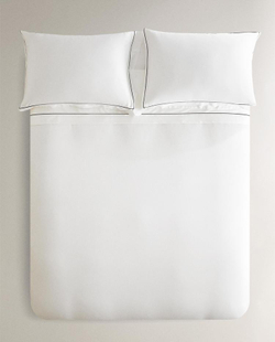 ZARA HOME САТИНОВЫЙ ПОДОДЕЯЛЬНИК С КОНТРАСТНОЙ ОТДЕЛКОЙ, ЧЕРНЫЙ