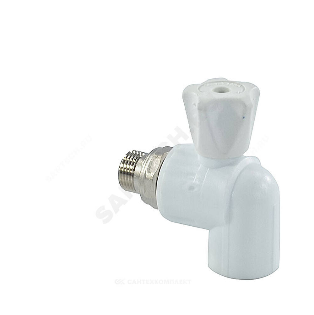 Кран шаровой PP-R белый Дн 25х3/4" НР угловой для радиатора VALFEX 10148025