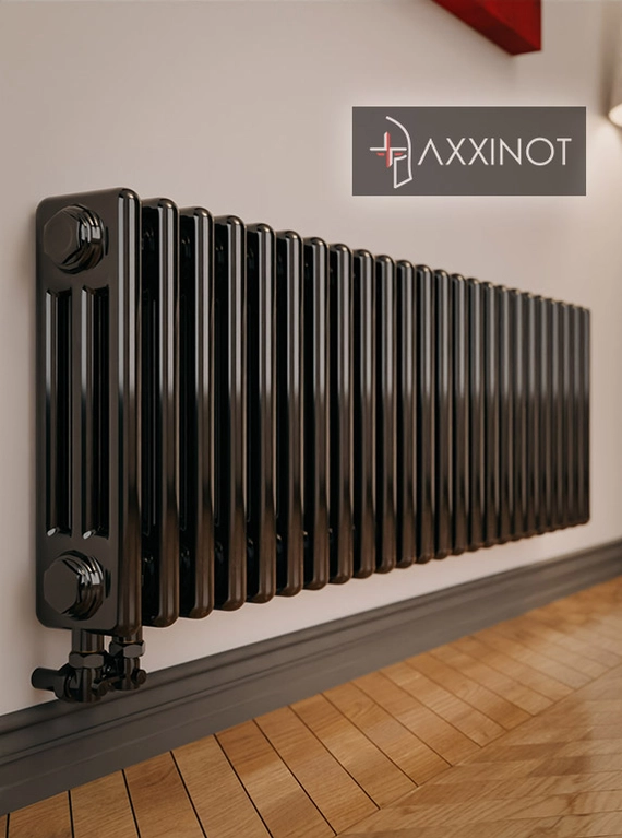 Axxinot Sentir 3030 - трехтрубный трубчатый радиатор высотой 300 мм, нижнее подключение, черный