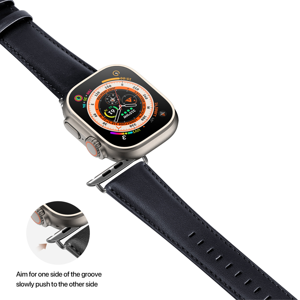 Ремешок из кожи синего цвета от Dux Ducis для смарт часов Apple Watch 38, 40, 41, 42мм, серия YS Series