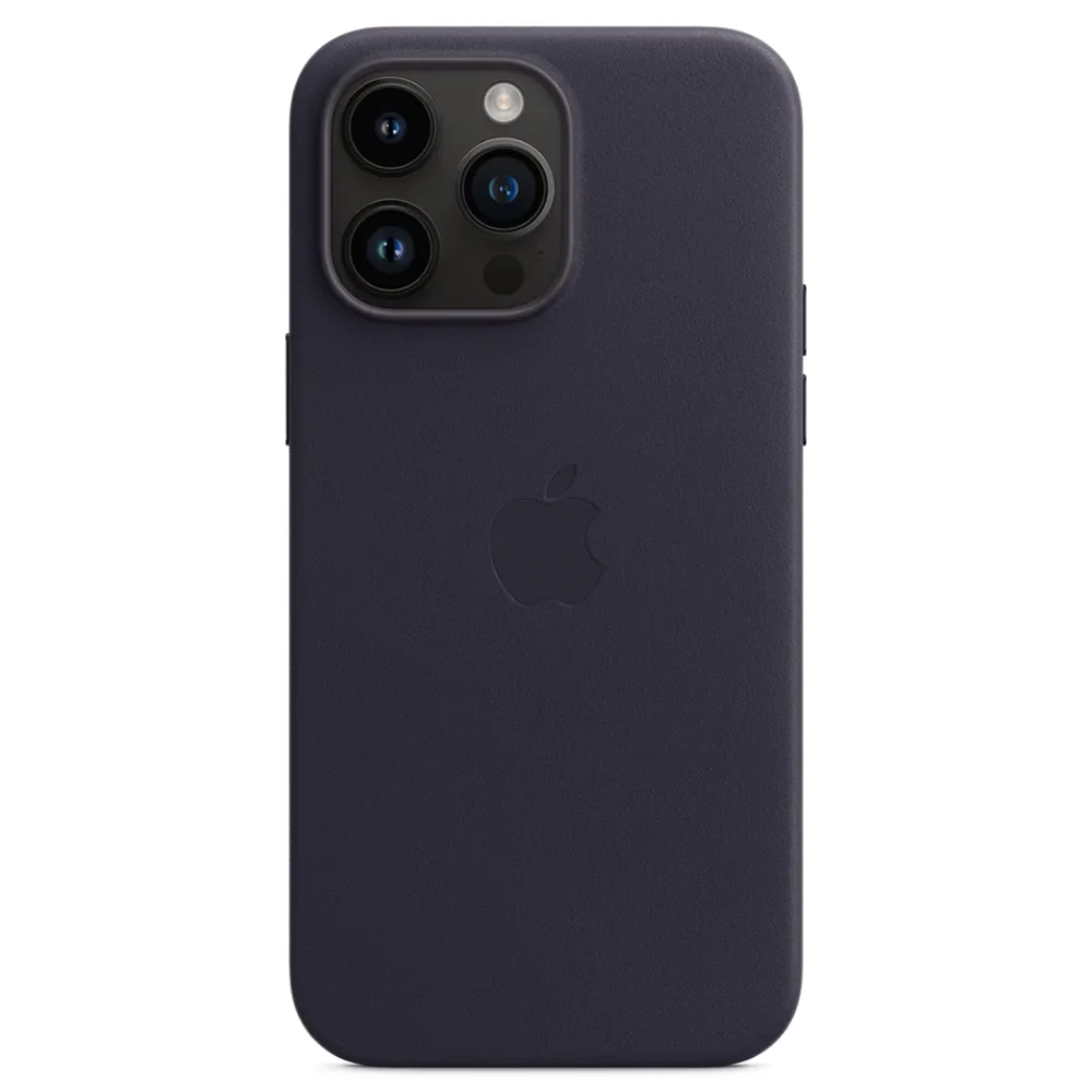 Кожаный чехол с поддержкой MagSafe Apple Leather Case для iPhone 14 Pro Max, Ink (Чернильный)