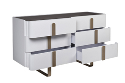 Комод Garda Decor светлый с металлическим каркасом и стеклянной столешницей 77IP-20861