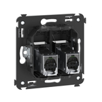 Компьютерная розетка RJ-45 в стену, кат.6 экранированная двойная,"Avanti", "Черный матовый"