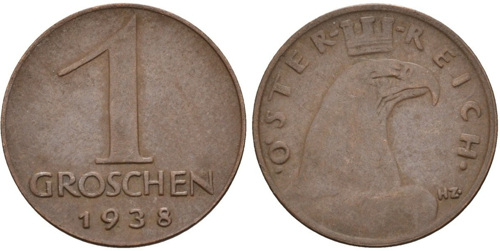 Австрия 1 грош, 1938 Орел XF