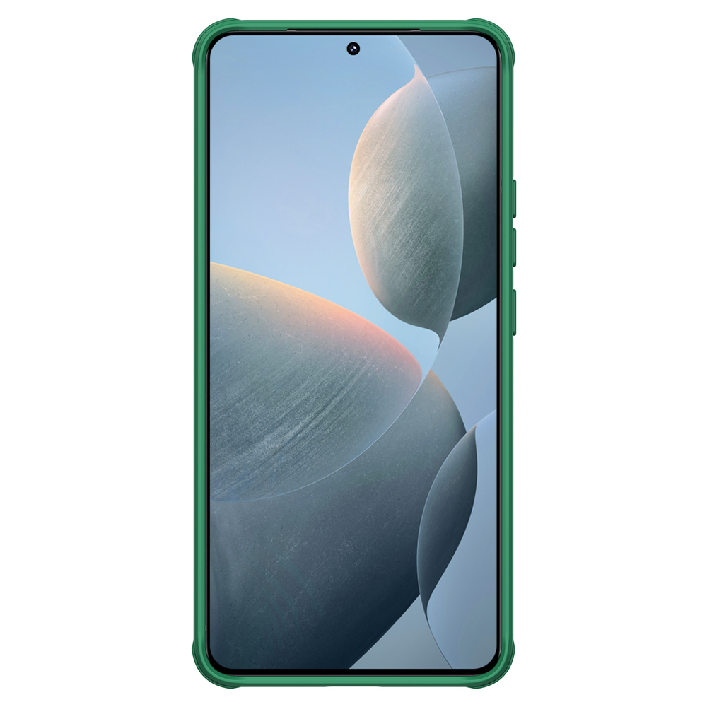 Чехол зеленого цвета (Deep Green) от Nillkin с сдвижной шторкой для камеры для Xiaomi Redmi K70, K70 Pro и Poco F6 Pro, серия CamShield Pro