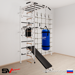 Шведская стенка Sv Sport 55510 (Турник рукоход/Брусья/Скамья/Канат/Лестница/Цепь/Мешок 15кг/Канатный лаз)