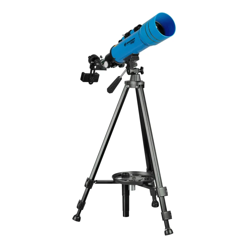 Телескоп BRESSER JUNIOR 70/400 в синем рюкзаке (8850610WXH000) - вид сбоку на треноге