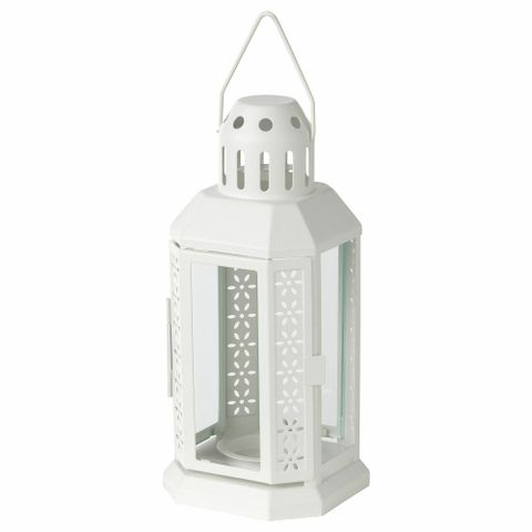 Подсвечник фонарь IKEA ENRUM (ЭНРУМ), Белый, 22 см