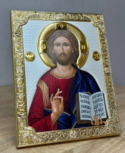 Спаситель, икона прямоугольная без рамки, античная 125х165 — детальный вид